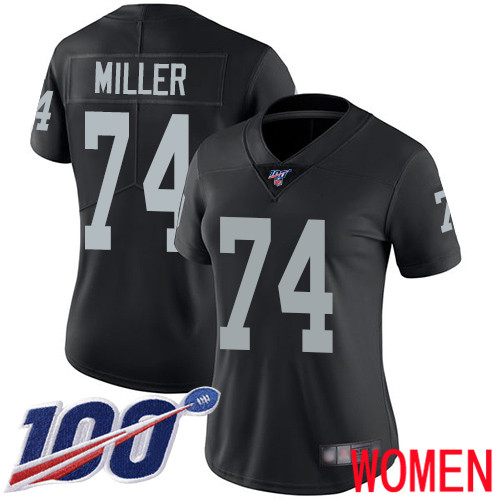 Oakland Raiders Limited Black Women Kolton Miller Home Jersey NFL Football 74 100th Season Vapor Jersey